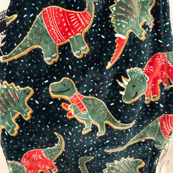 Dinosaur Gingerbread Christmas Plush Throw
